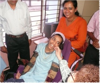 District Governor Marlene Brown touring and presenting at the Adarsh Special School in Cochin, India, accompanied by Rtn. Narayan, and Rtn. Ranjin