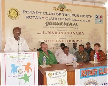 Rotary District Governors L. Narayanaswamy and Marlene Brown inaugurate the Vocational School, Gurukulum, a matching grant project in Tirupur, India